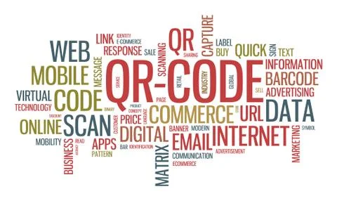 Qr code word cloud illustration Stock Illustration