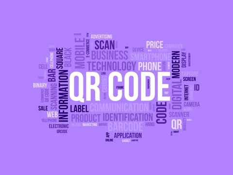 Qr Code wordcloud template. Business concept vector background. 스톡 일러스트
