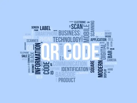 Qr Code wordcloud template. Business concept vector background. Stock Illustration