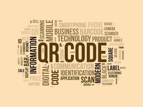 Qr Code wordcloud template. Business concept vector background. Stock Illustration