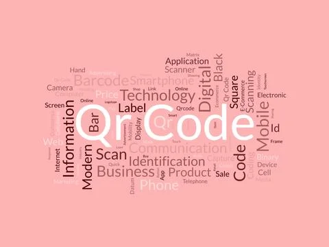 Qr Code wordcloud template. Business concept vector background. Stock Illustration