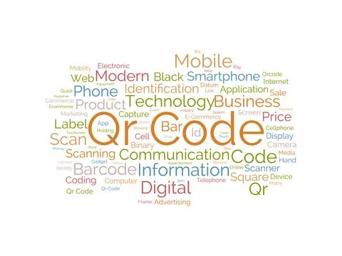 Qr Code wordcloud template. Business concept vector background. 스톡 일러스트