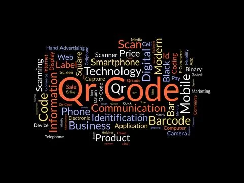 Qr Code wordcloud template. Business concept vector background. Stock Illustration