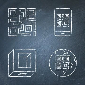 QR codes chalkboard icon set Illustrazione stock