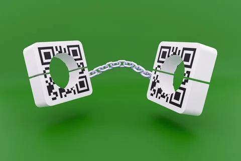 QR codes like handcuffs with chain Stock Illustration