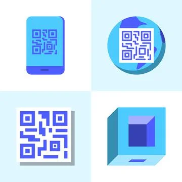 QR codes icon set in flat style Illustrazione stock