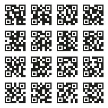 QR Codes Set. Example Icons on White Background. Vector Illustrazione stock