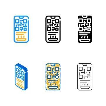Qr multistyle code to receive food in canteen color icon vector Stockillustratie