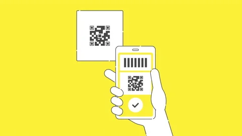 QR payment with a smartphone. Animation to make cashless payment. Stock Footage 150501302