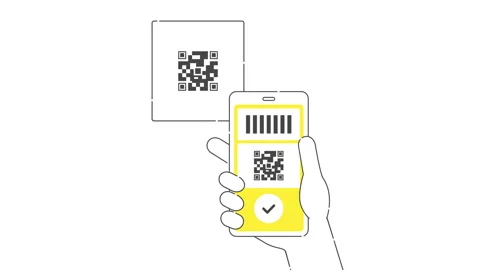 QR payment with a smartphone. Animation to make cashless payment. 動画素材 150501384