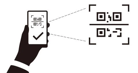 QR Recognition System concept, smart phone scanning the barcode, vector illus Illustrazione stock