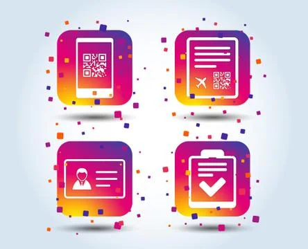 QR scan code icon. Boarding pass flight sign. Illustrazione stock