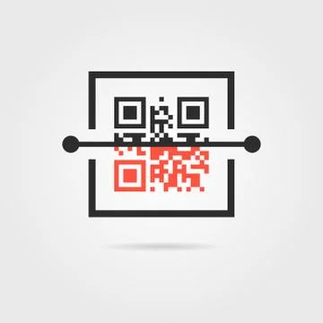 Qr scan icon with shadow Illustration