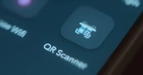 QR Scanner icon on smartphone screen Video stock 323387625