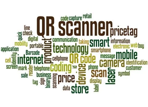 QR scanner word cloud concept 库存插图