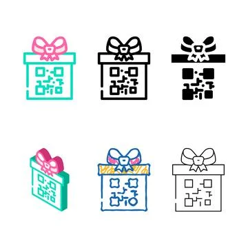 Qr set code gift color icon vector 스톡 일러스트