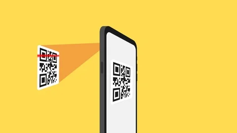 Qr verification. A mobile phone with a scanner reads the qr code. Stock Footage 121832192