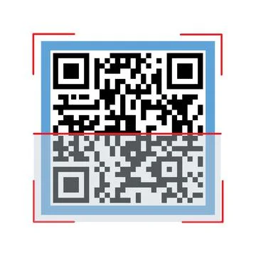 Qrcode how digital square for phone scan. Mobile QR code the link security Stock Illustration