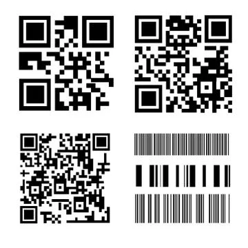 QRcodes and Barcodes on white background. Vector illustration Stock Illustration