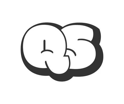 QS logo, bubble comic lettering, rounded in graffiti style black and white .. イラスト素材