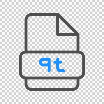 Qt file document icon, video file symbol with bright colored outline details Illustrazione stock