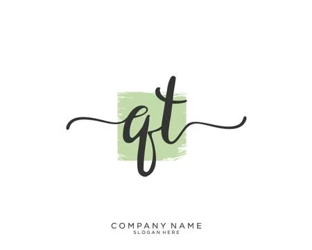 QT Initial handwriting logo design Stock Illustration