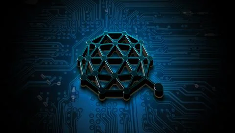 Qtum cryptocurrency coin on colorful background, cryptocurrency concept Stock Illustration