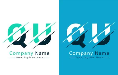 QU Letter Logo Vector Design Concept Elements Illustrazione stock