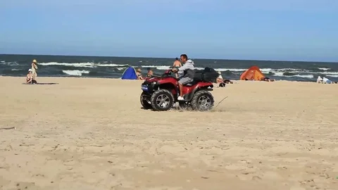 Quad bike at the beach Stock Footage 99119273