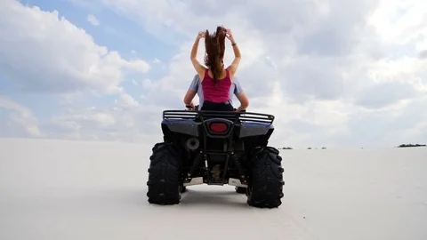 Quad bike in the desert Stock Footage 80185348