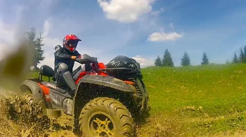 Quad Bike in a Mud Stock Footage 21816913