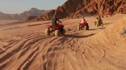 Quad bike ride through the desert near Sharm el Sheikh, Egypt.Adventures of d Video stock 120922011