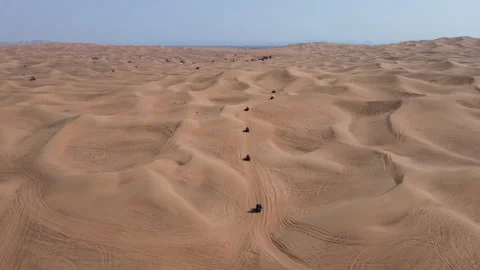 Quad bikes drives in dunes Video stock 256597188