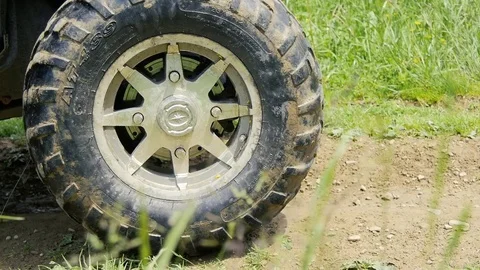 Quad bikes on forest road Stock Footage 76984726