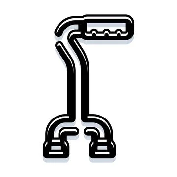Quad cane aiding mobility and stability for seniors Stock Illustration