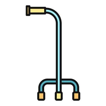 Quad cane aiding mobility and stability for elderly Stock Illustration