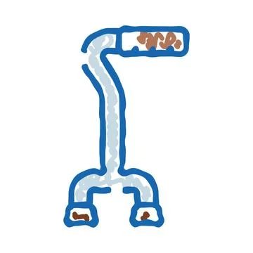 Quad cane helping elderly with mobility support Stock Illustration