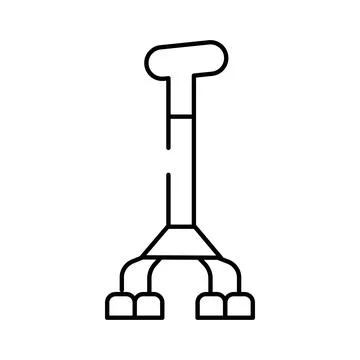 Quad cane improving mobility and support aid for patient Stock Illustration