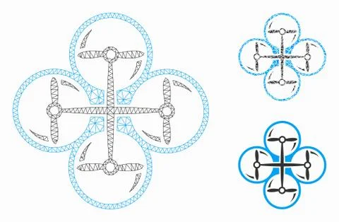 Quad Copter Vector Mesh Network Model and Triangle Mosaic Icon Stock Illustration