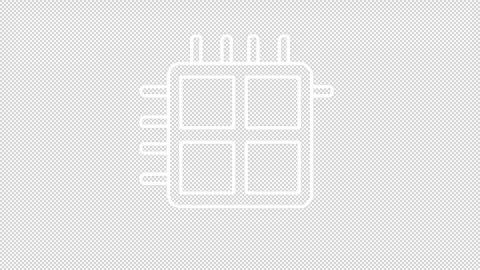 Quad core cpu white line animation Stock Footage 288811537
