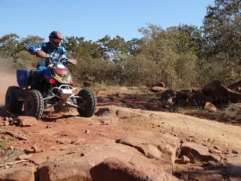 Quad motorcycle racing Stock-Fotos