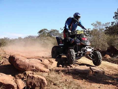 Quad motorcycle racing Stock Photos