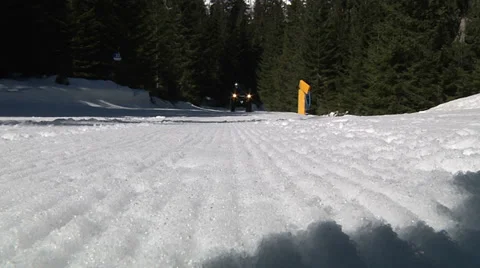Quad passing on snowy road  Stock Footage 38192188