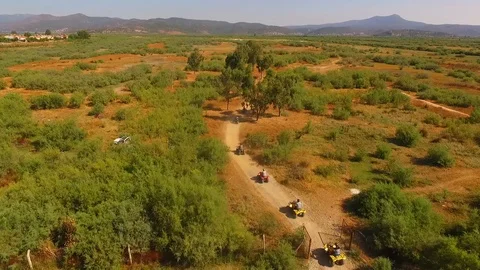 Quad Safari - ATV Tour Aerial View Stock Footage