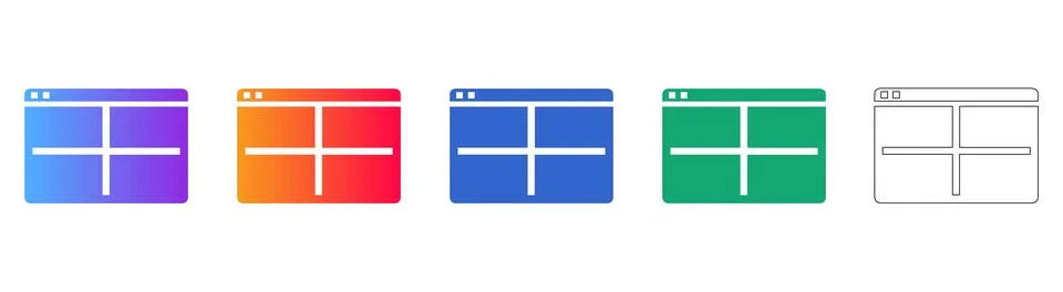 Quad View Window Icon Set for Dashboard UI 스톡 일러스트