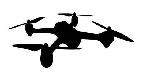 Quadcopter 3d vector illustration, drone isolated silhouette on white backgro Stockillustratie