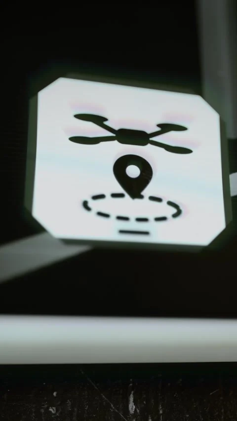 Quadcopter and map pin shown on delivery tile Stock Footage 344843856