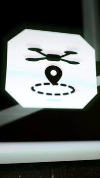 Quadcopter and map pin shown on delivery tile Stock Photos