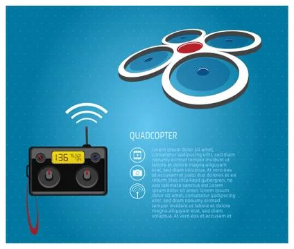 Quadcopter and Remote Control Stock Illustration