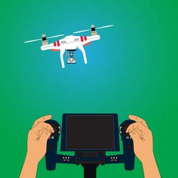 Quadcopter and remote control Stock Illustration